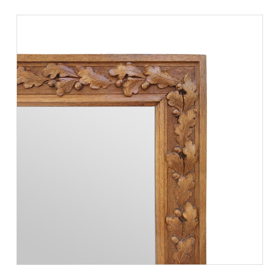 Hand-Carved Antique French Carved Wood Mirror, circa 1930