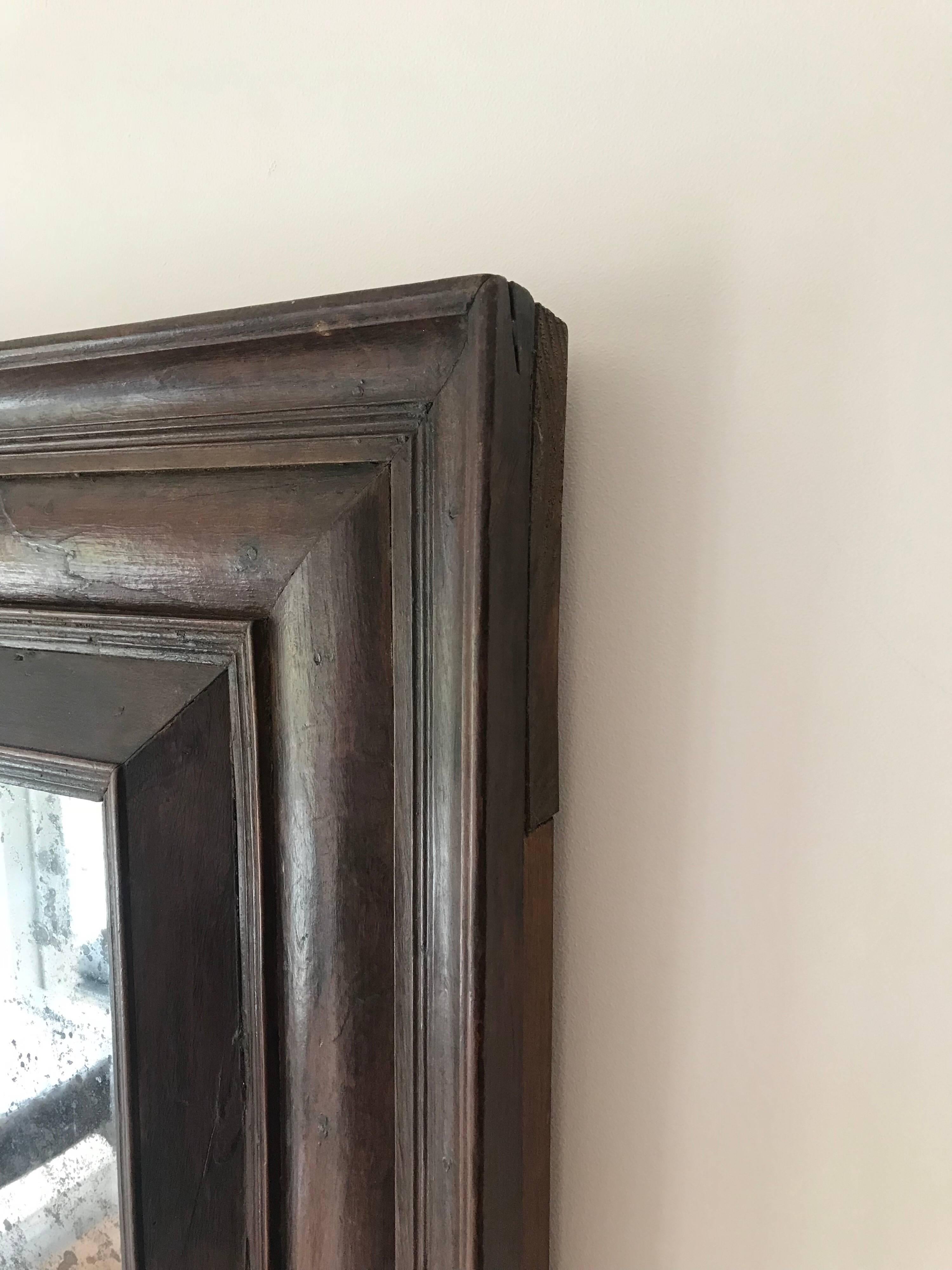 Antique French Carved Wood Mirror In Fair Condition In Stockton, NJ