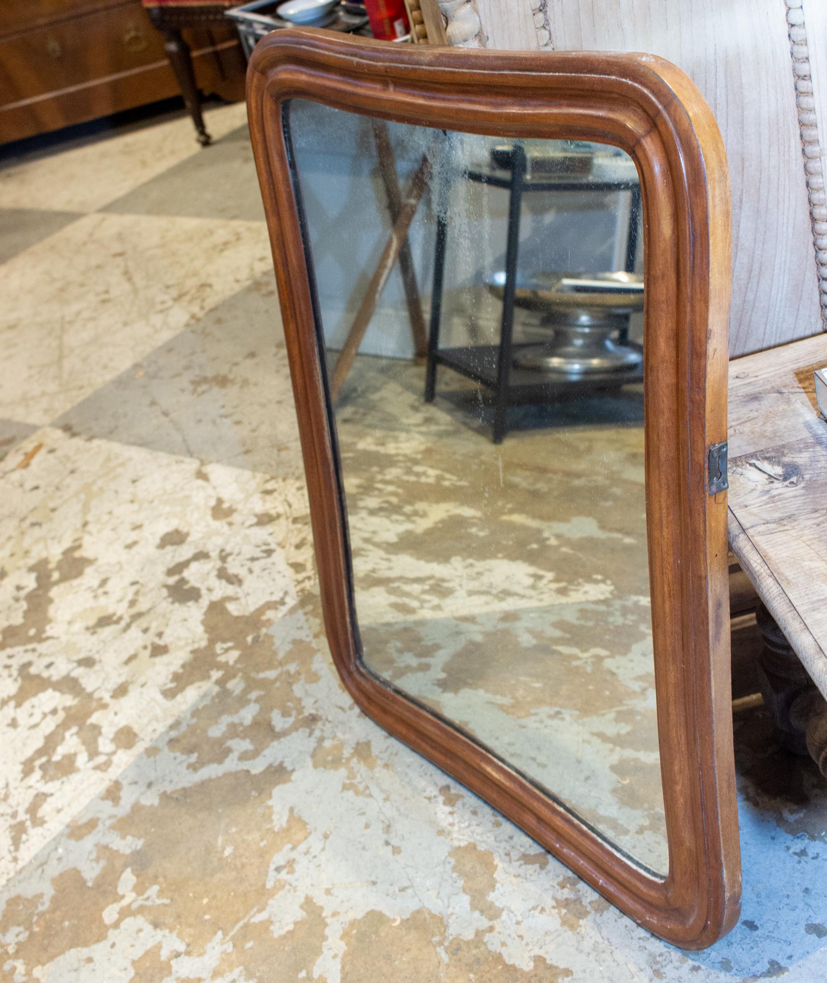 Hand-Carved Antique French Carved Wood Mirror with Original Glass
