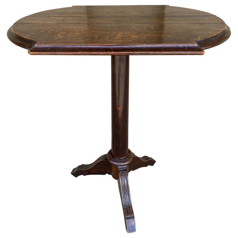 Antique French Carved Wood Pedestal Table with Cabriole Legs, circa