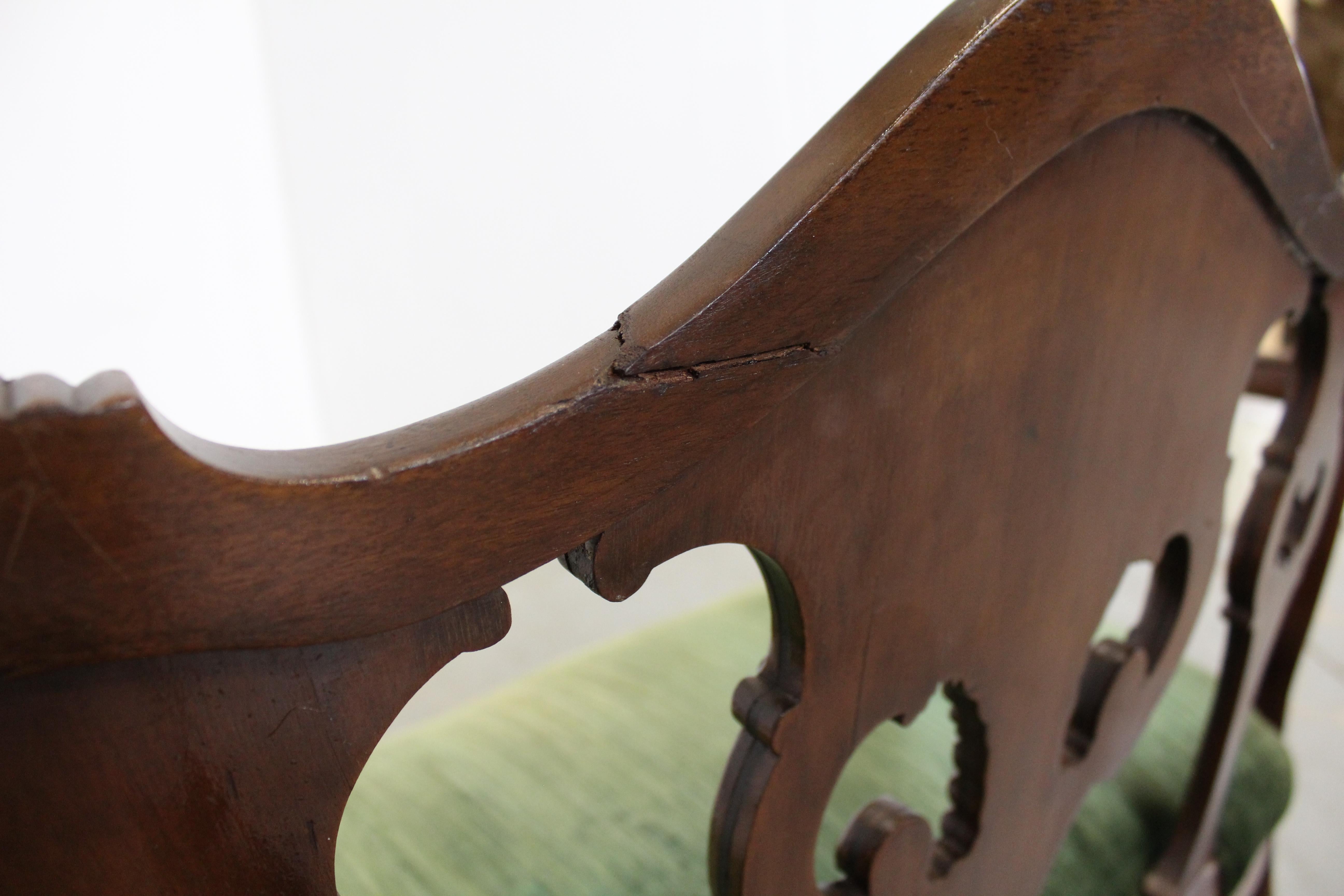 Antique French Carved Wood Settee Bench, circa Late 1800s 1