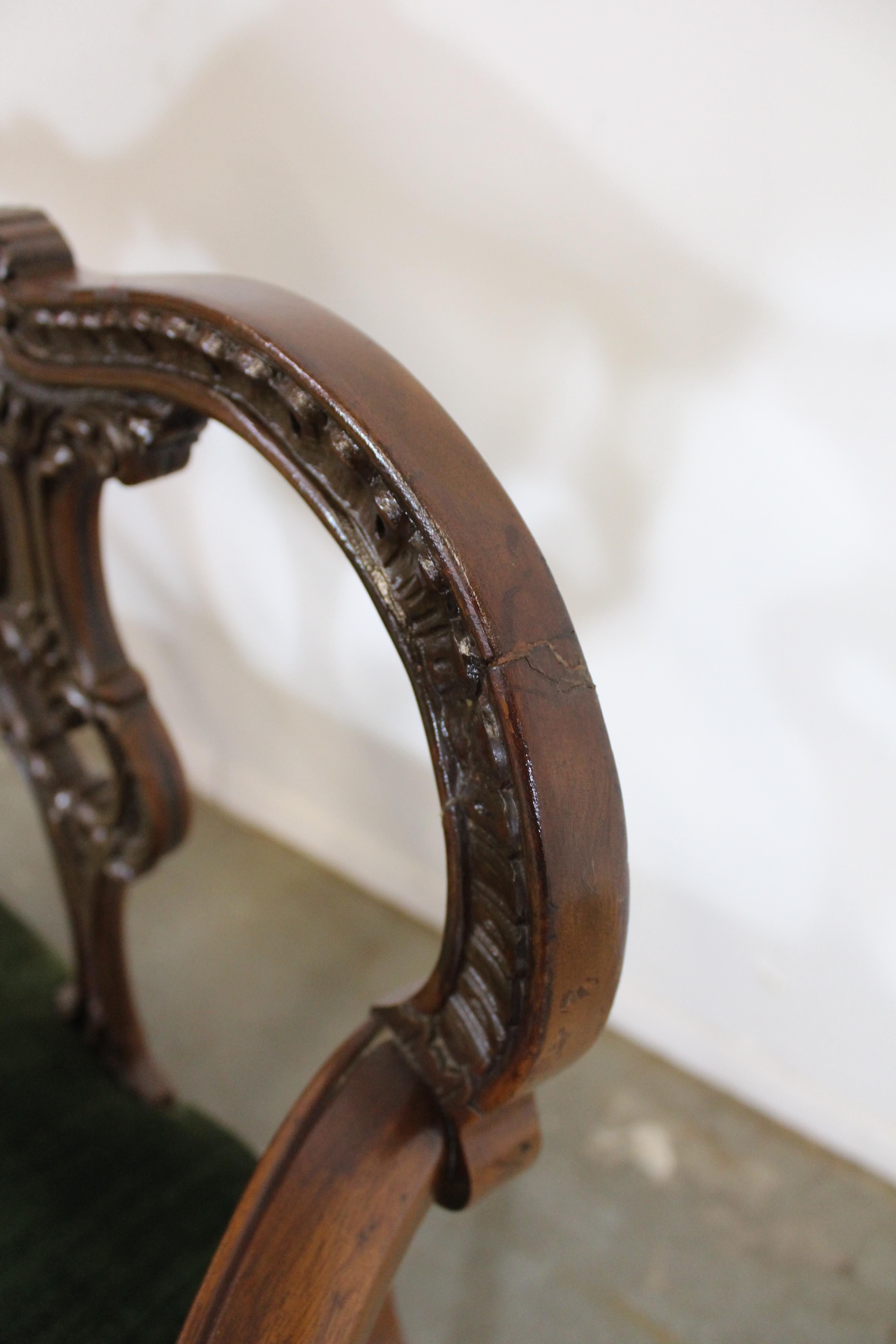 Antique French Carved Wood Settee Bench, circa Late 1800s 2