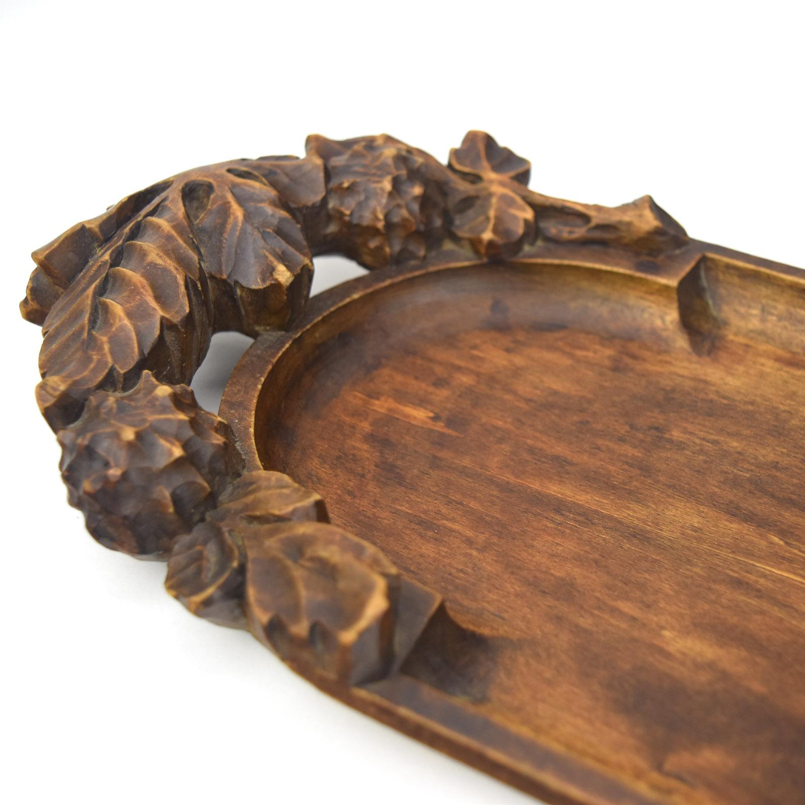 Antique French Carved Wood Tray Dish Etienne Morlet Art Nouveau Ecole de Nancy 2