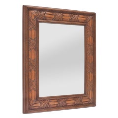 Antique French Carved Wood Wall Mirror, circa 1940
