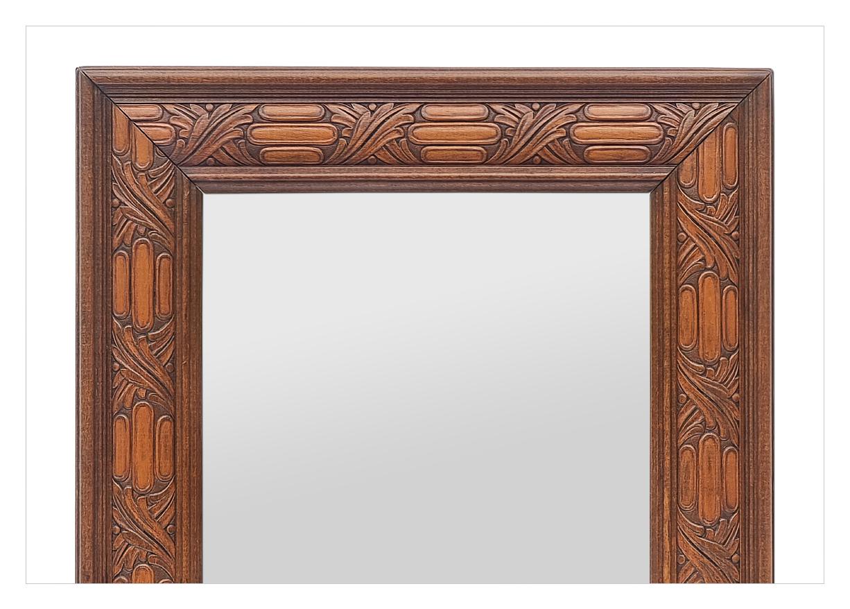 Antique French Carved Wood Wall Mirror, circa 1940 In Good Condition For Sale In Paris, FR