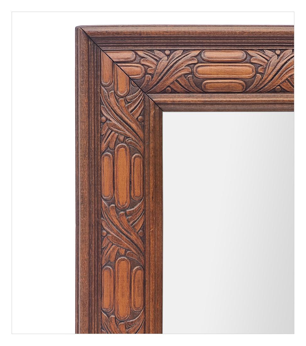Mid-20th Century Antique French Carved Wood Wall Mirror, circa 1940 For Sale