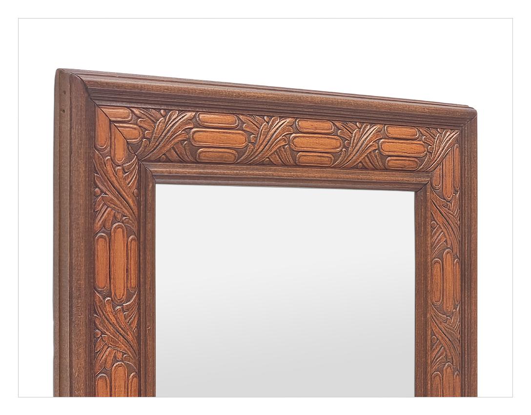 Glass Antique French Carved Wood Wall Mirror, circa 1940 For Sale