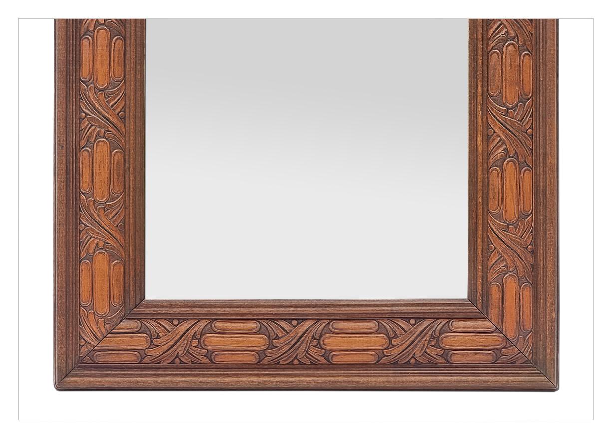 Antique French Carved Wood Wall Mirror, circa 1940 For Sale 1