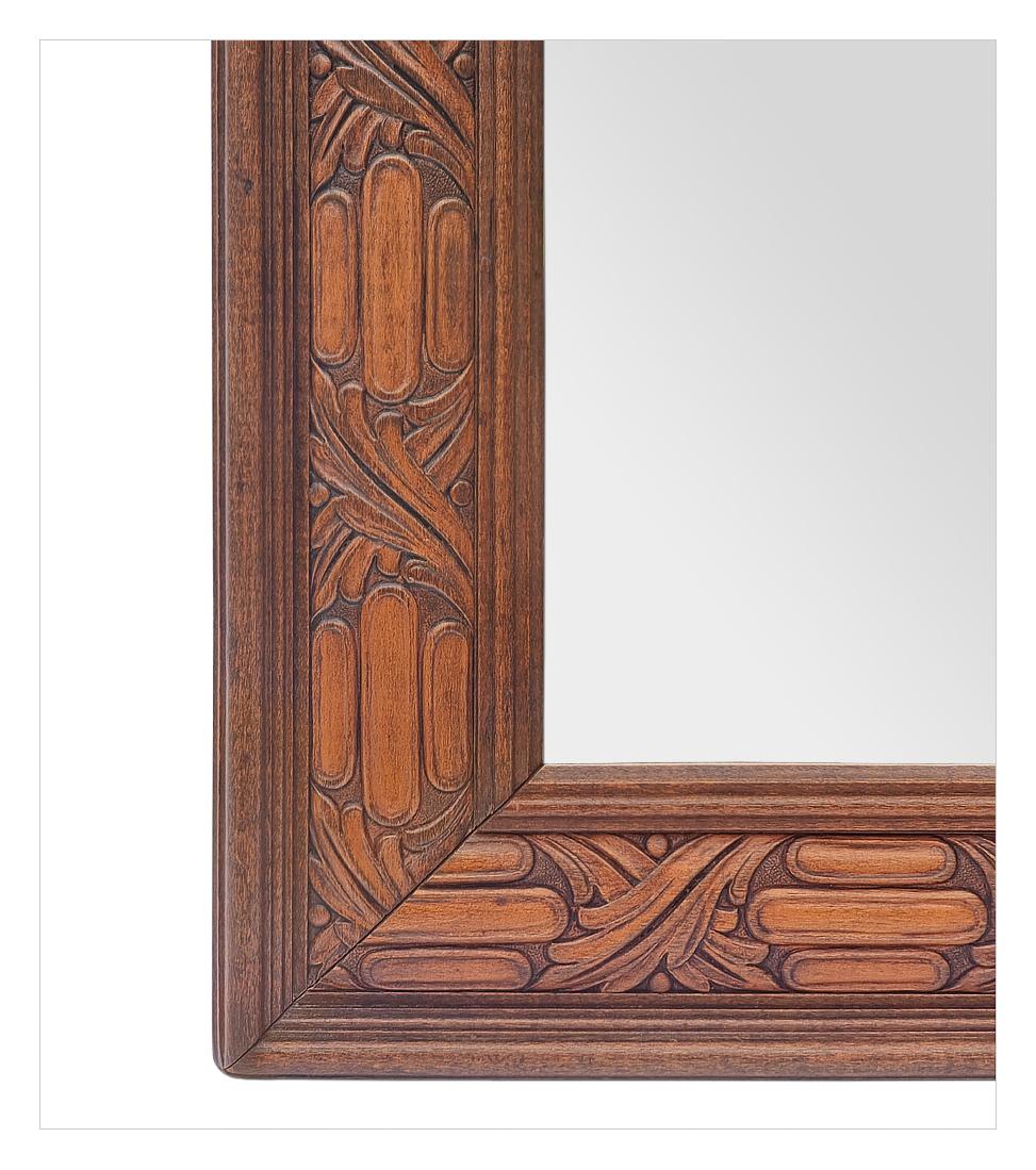 Antique French Carved Wood Wall Mirror, circa 1940 For Sale 2