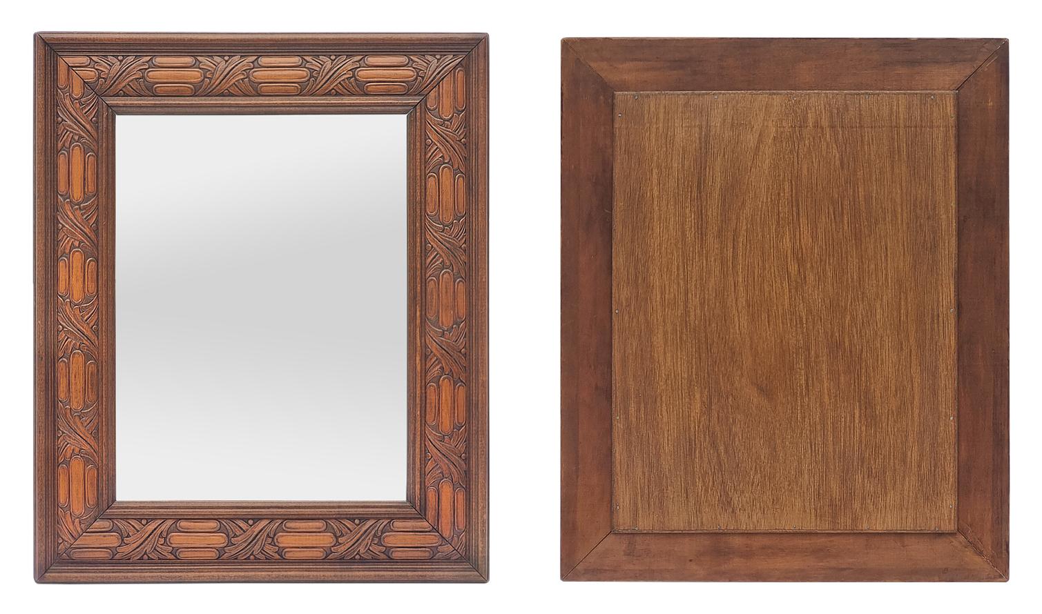 Antique French Carved Wood Wall Mirror, circa 1940 For Sale 3