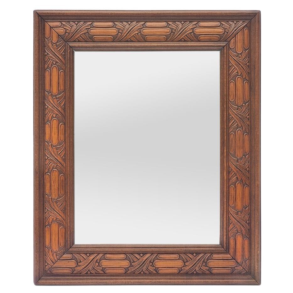 Antique Wood Wood Mirror français sculpté, circa 1940
