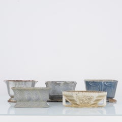 Antique French Cast Aluminum Planters, Set of Five