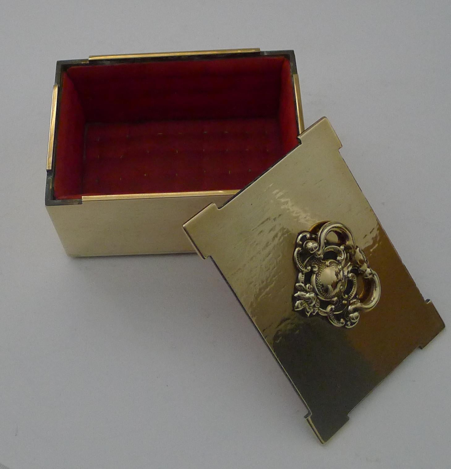 Early 20th Century Antique French Cast Brass Jewellery Box / Casket, circa 1900 For Sale