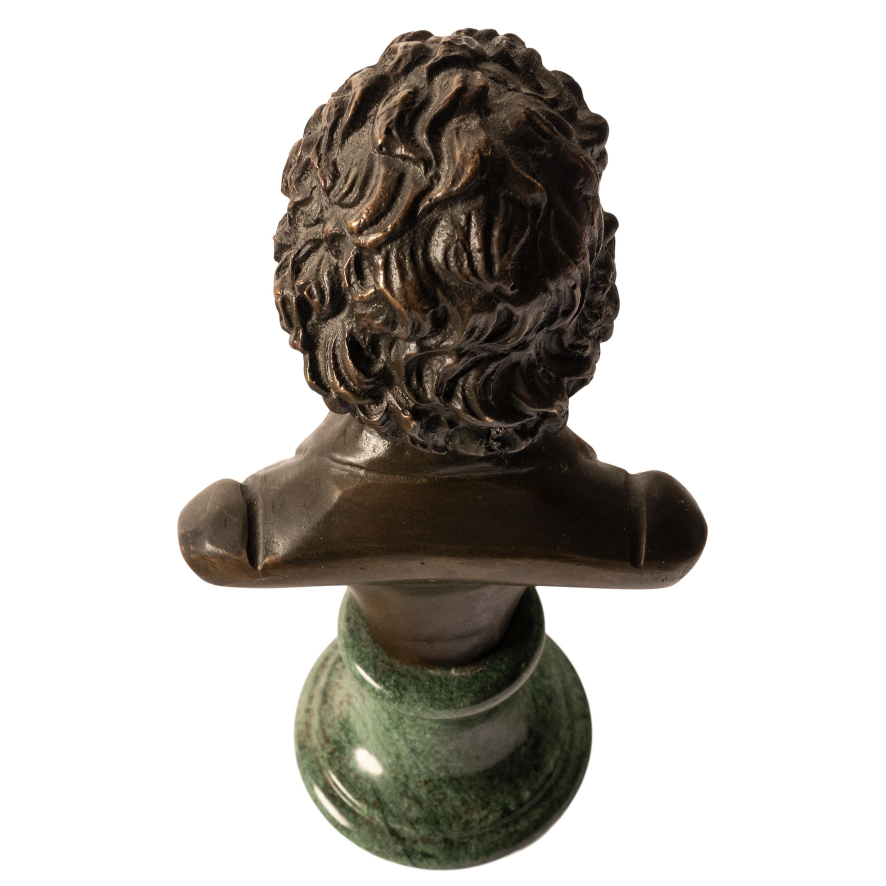 Antique French Cast Bronze Marble Sculpture Ludwig van Beethoven Bust 1890 For Sale 4