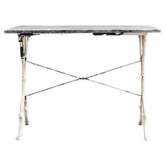 Antique French Cast Iron and Marble Bistro Table