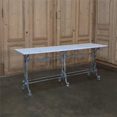Antique French Cast Iron and Marble Cafe ~ Sofa Table