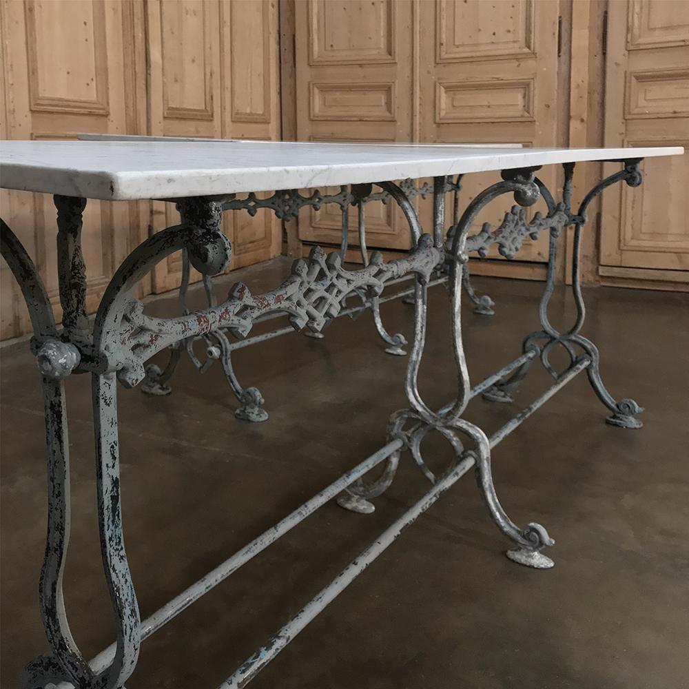 Baroque Revival Antique French Cast Iron and Marble Cafe ~ Sofa Table