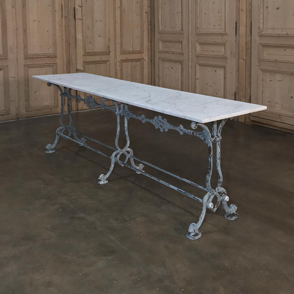 Late 19th Century Antique French Cast Iron and Marble Cafe ~ Sofa Table