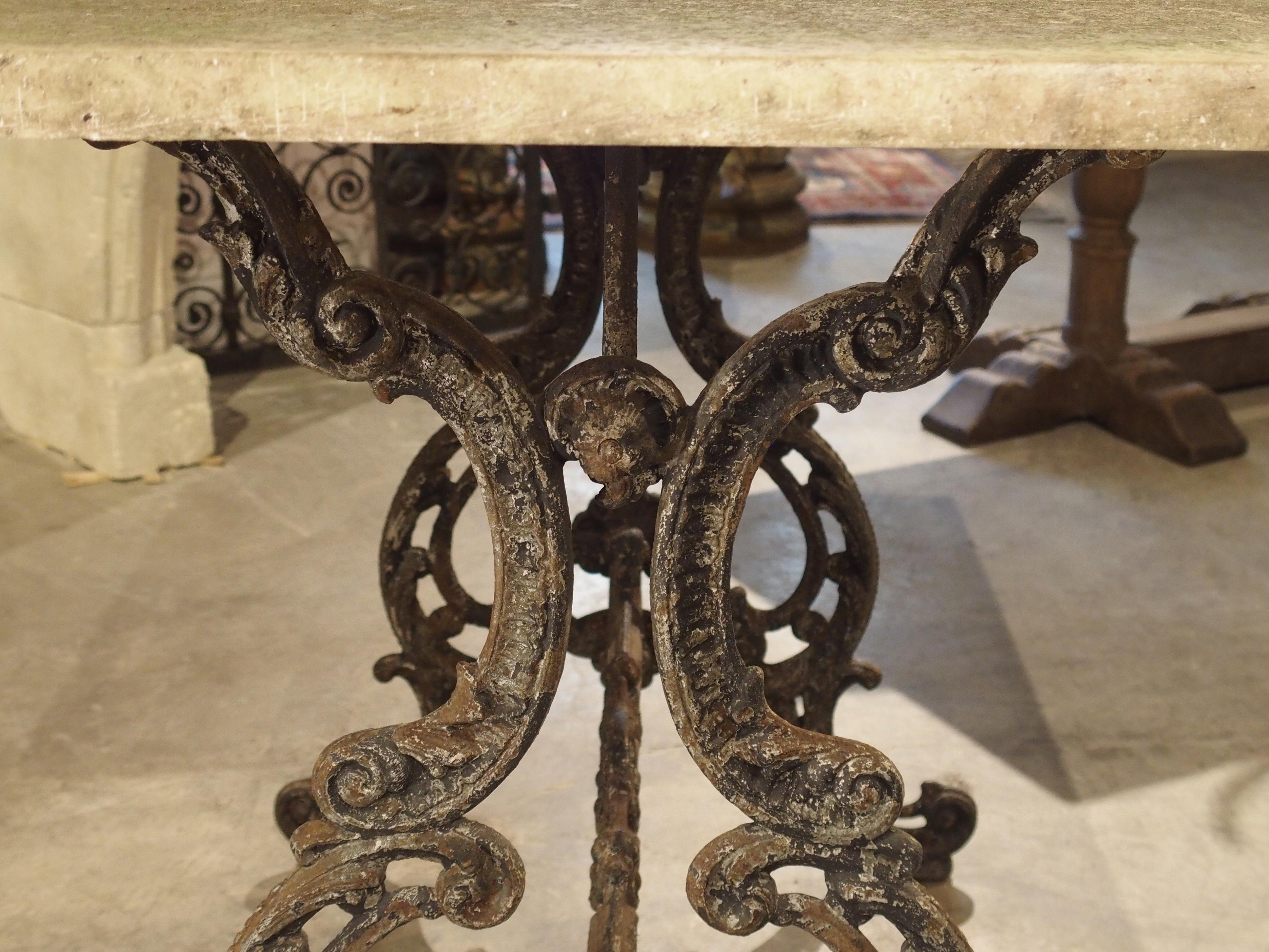 Antique French Cast Iron and Marble Garden Table, Late 19th Century 5