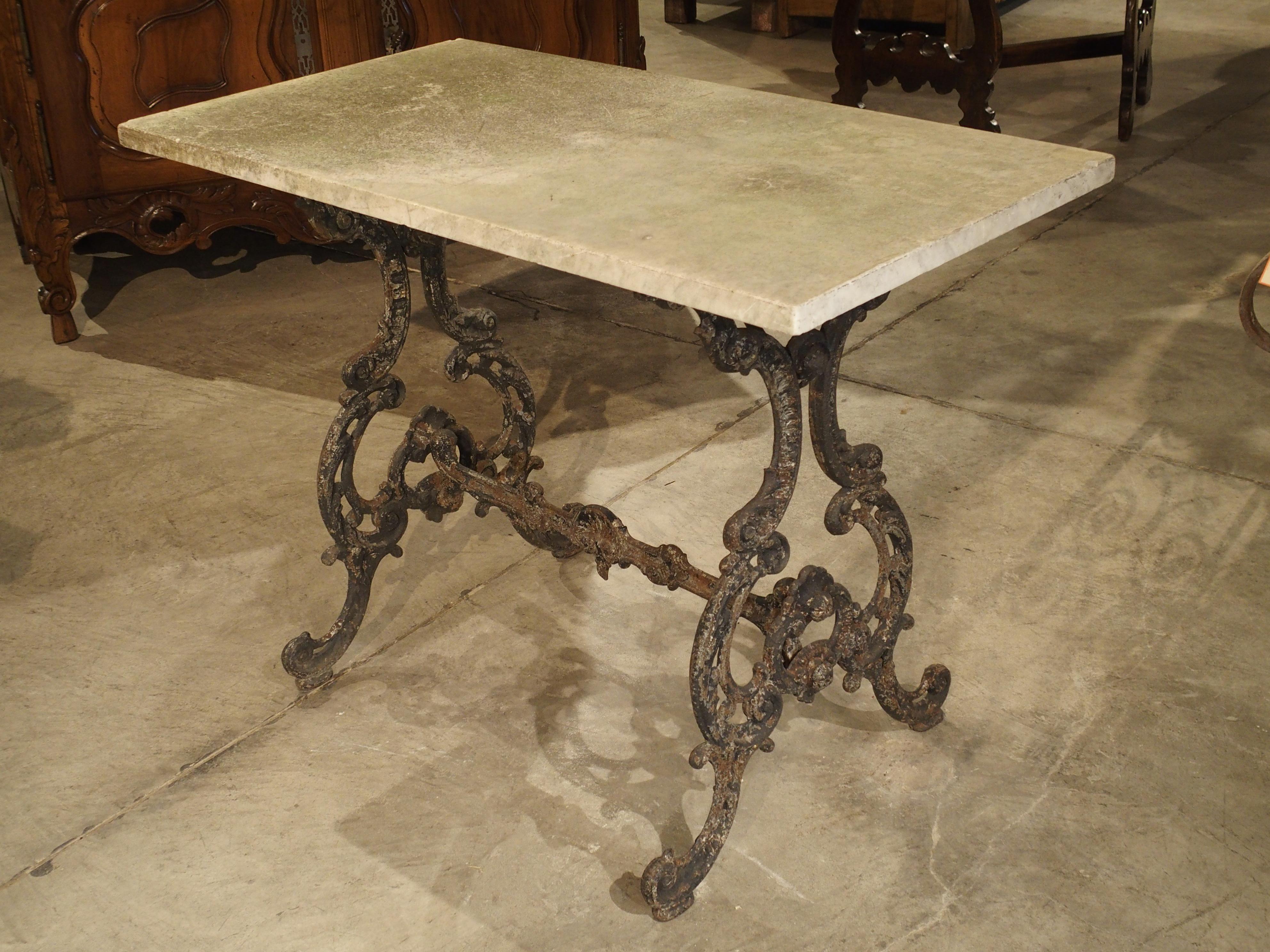 Antique French Cast Iron and Marble Garden Table, Late 19th Century 6