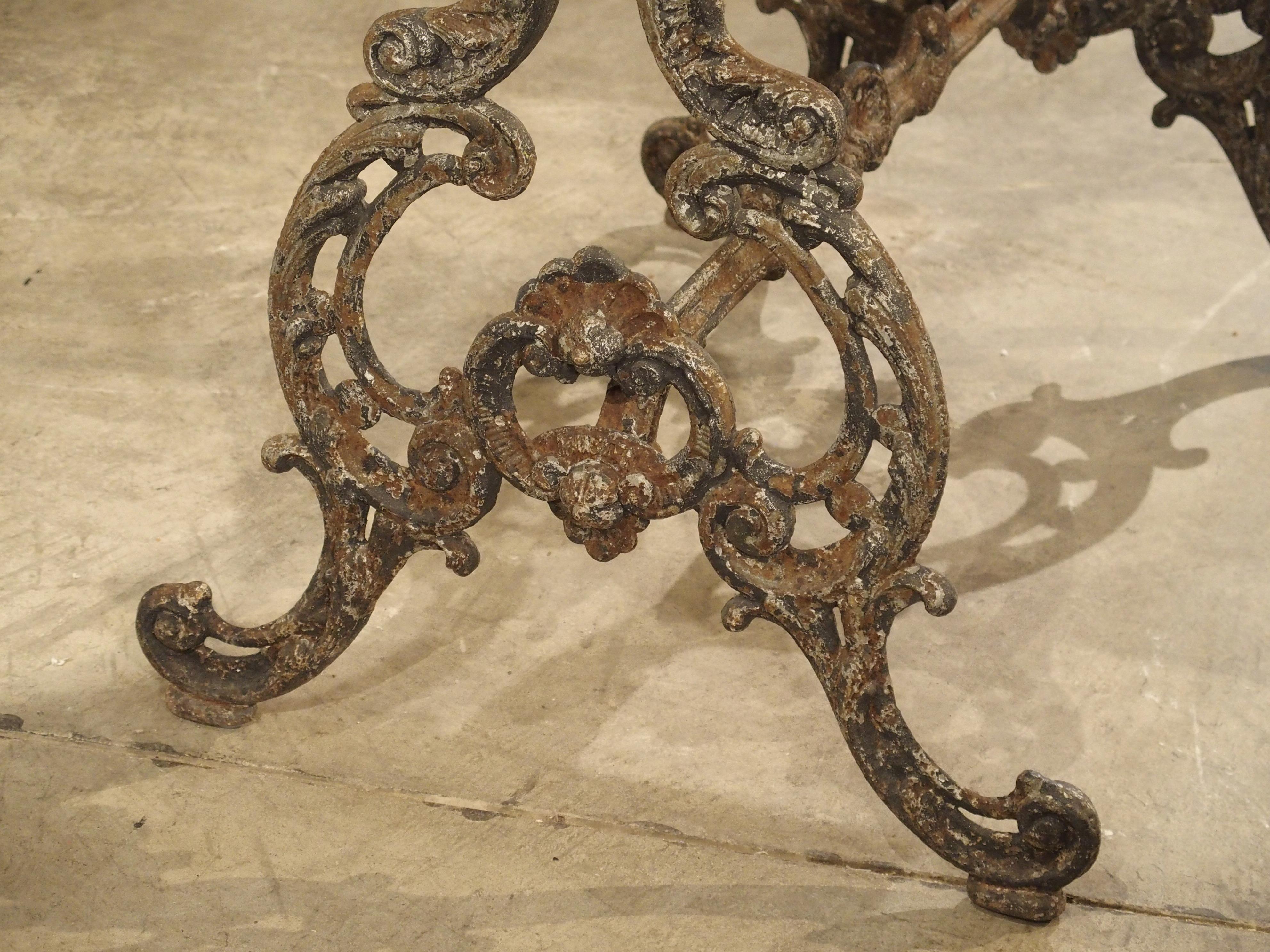 Antique French Cast Iron and Marble Garden Table, Late 19th Century 3