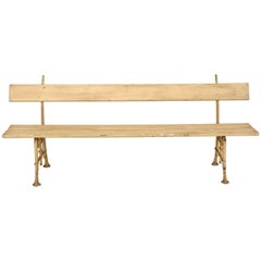 Antique French Cast Iron and Wood Garden Bench