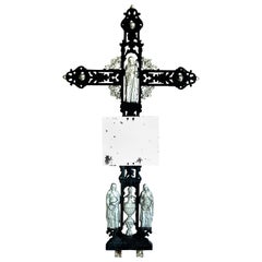 Antique French Cast Iron Architectural Louis XVI Style Grave Marker-Crucifix