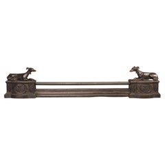 Antique French Cast Iron Bar de Cheminee with Greyhounds, Circa 1880