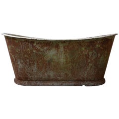 Antique French Cast Iron Bath with Patina