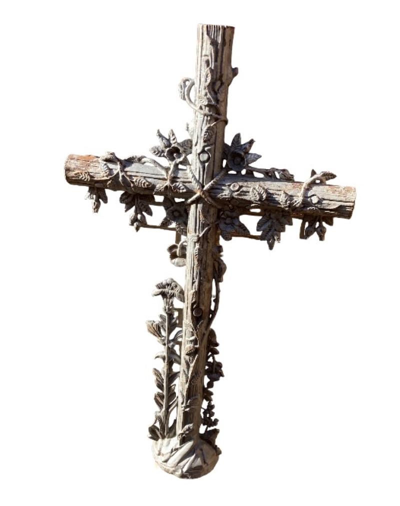 Antique French Cast Iron Crucifix For Sale 5