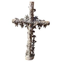 Antique crucifix français en fonte