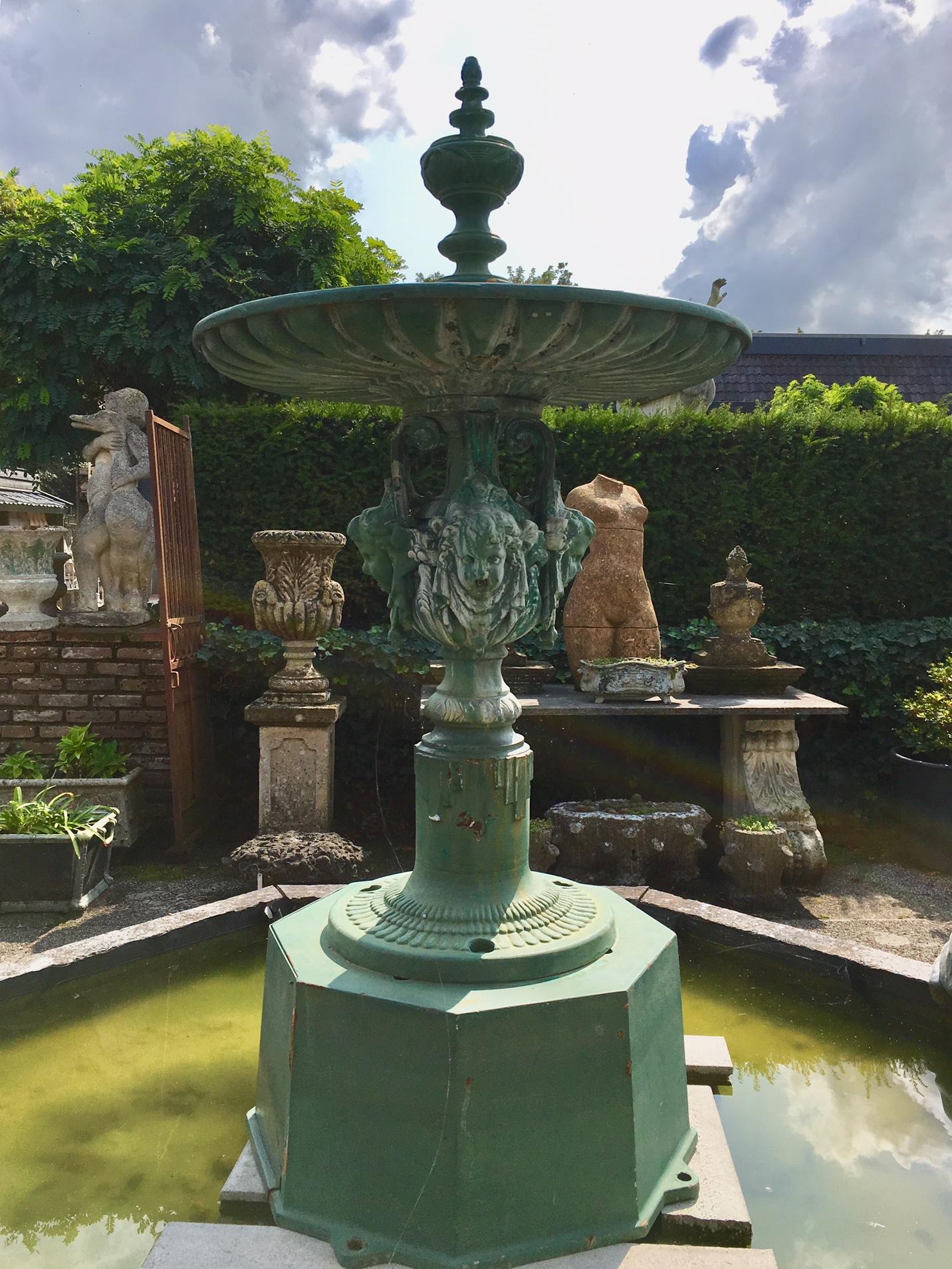 Art Nouveau Antique French Cast Iron Decorative City Fountain