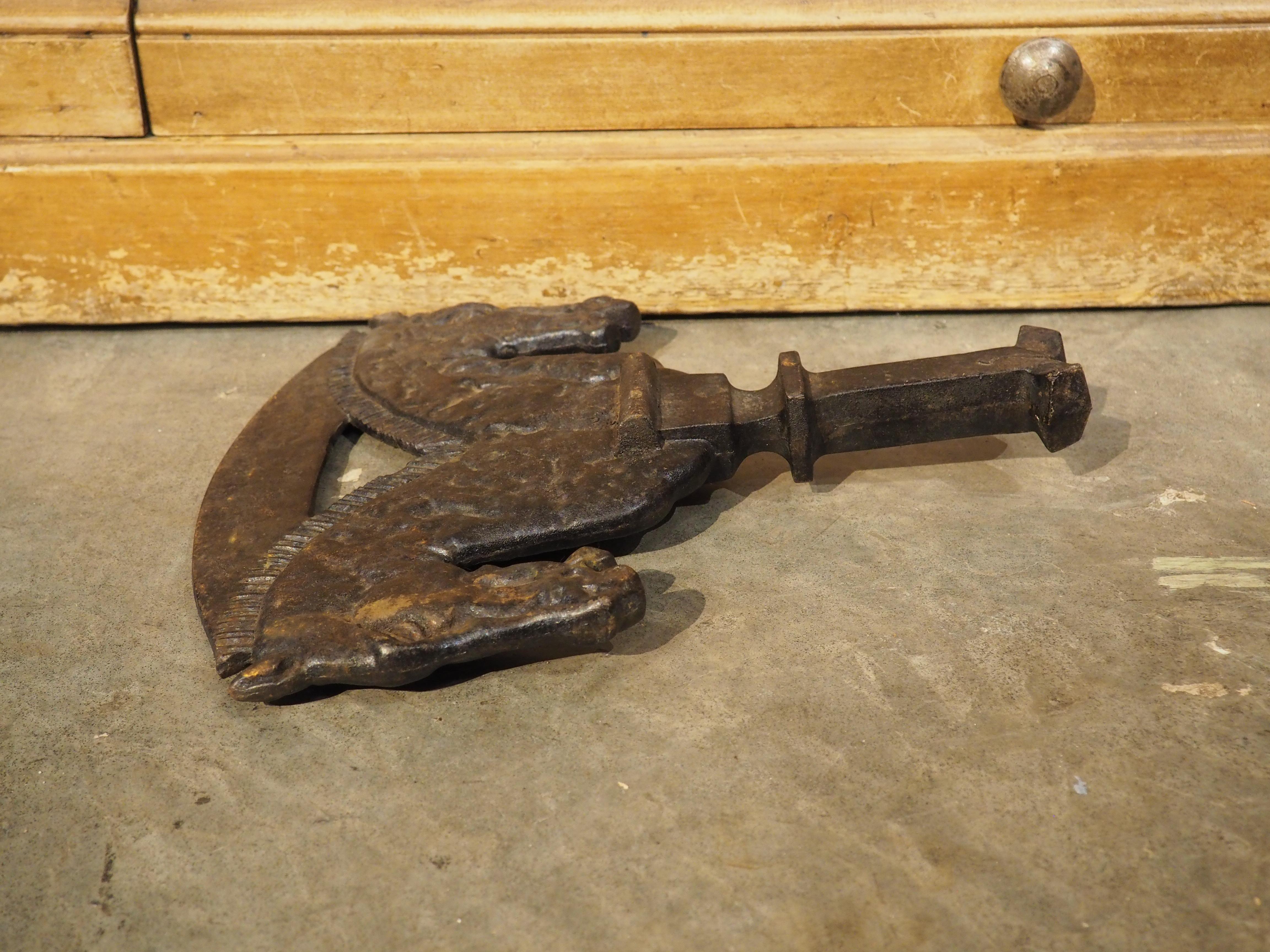 Ancienne escargot de jardinière française en fonte à double tête de cheval, 19ème siècle 4