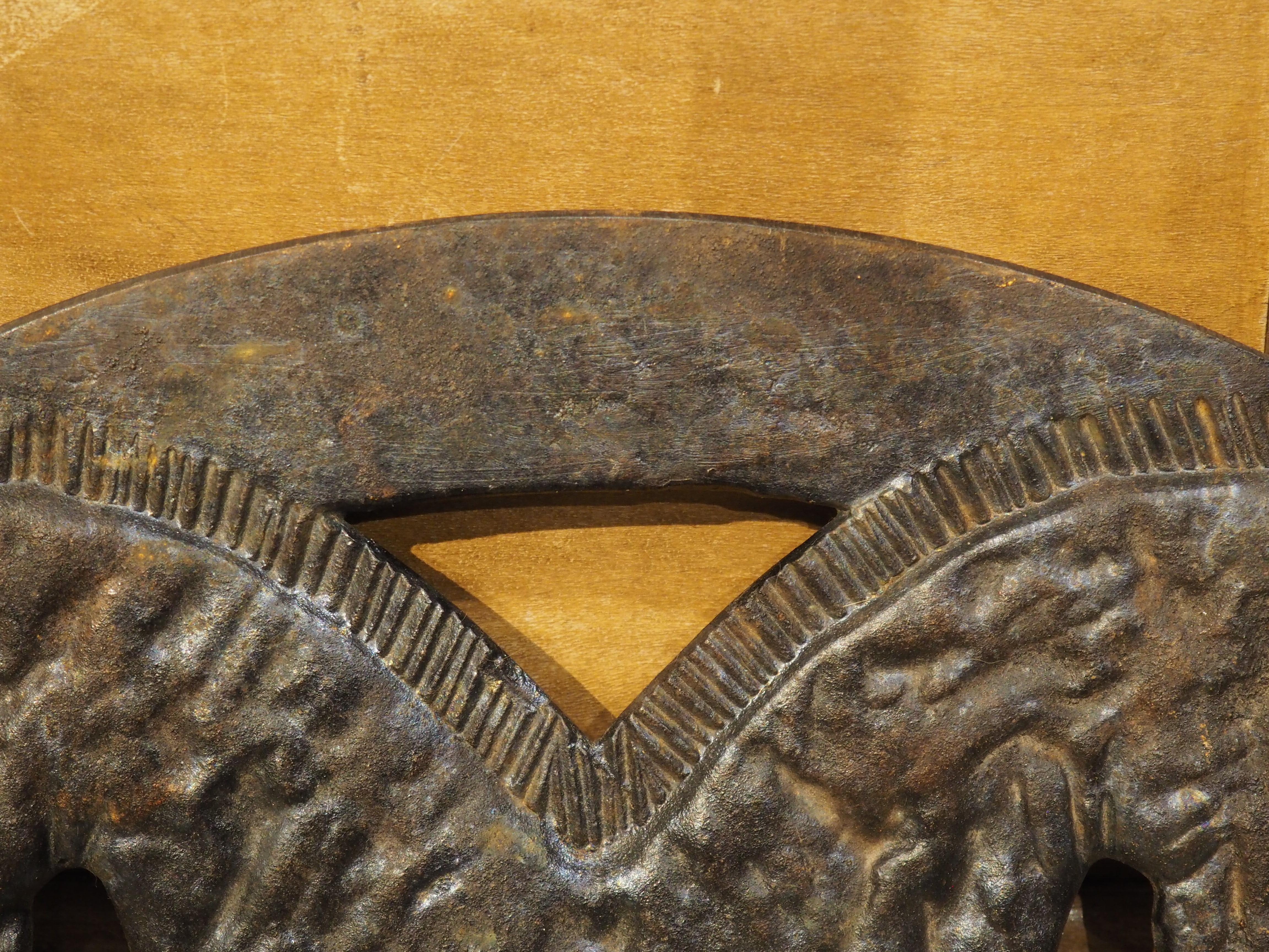 Ancienne escargot de jardinière française en fonte à double tête de cheval, 19ème siècle 1