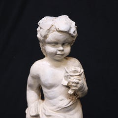 Antique French Cast Iron Figural Cherub Garden Sculpture, 20th Century