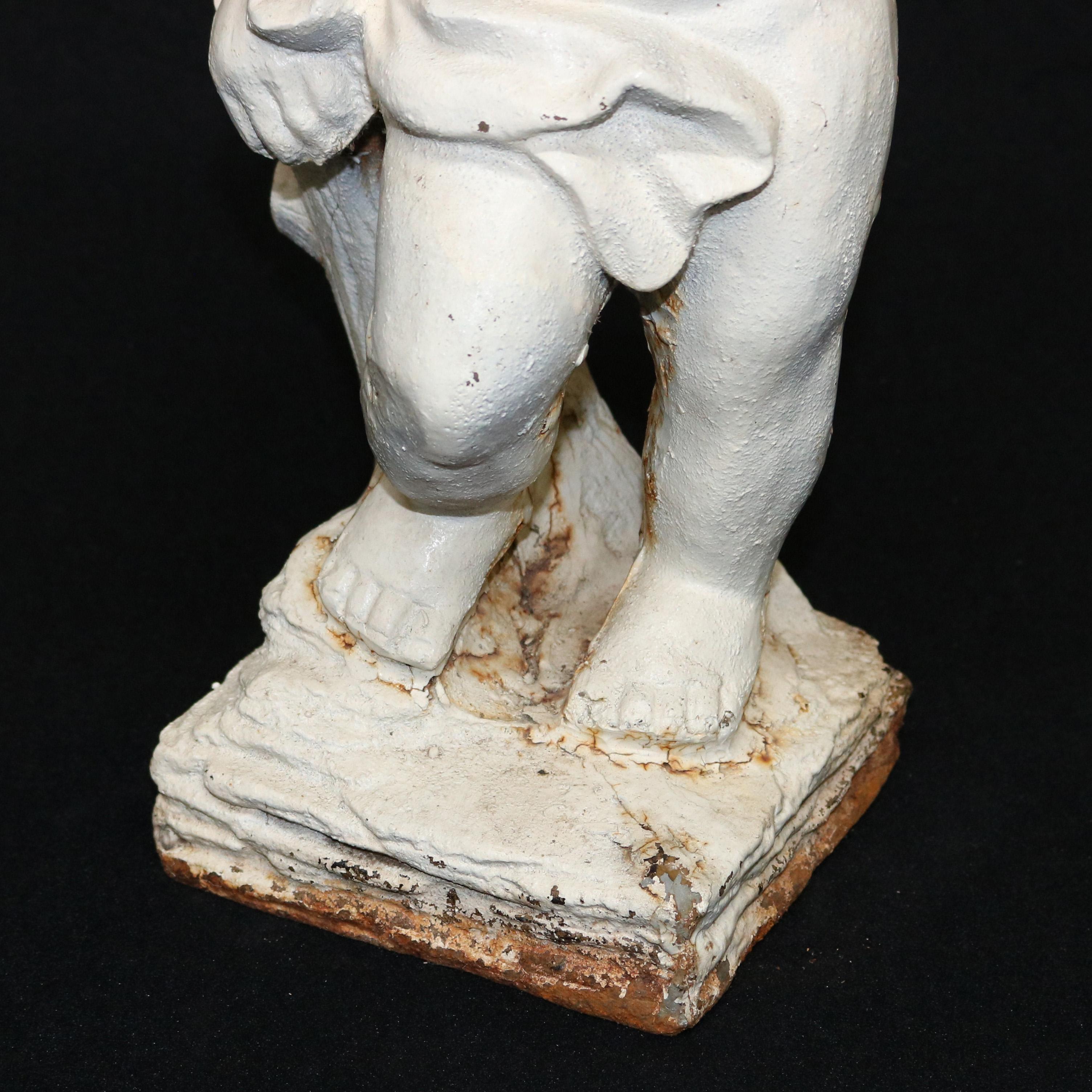 Antique French Cast Iron Figural Cherub Garden Sculpture, 20th Century 3