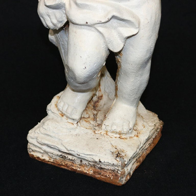 Antique French Cast Iron Figural Cherub Garden Sculpture, 20th Century