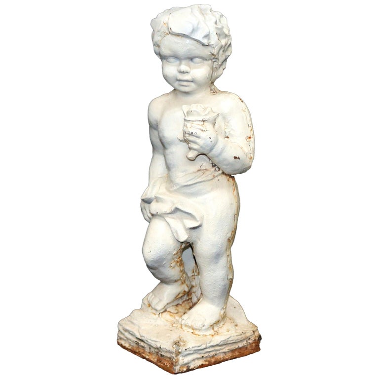 Antique French Cast Iron Figural Cherub Garden Sculpture, 20th Century ...
