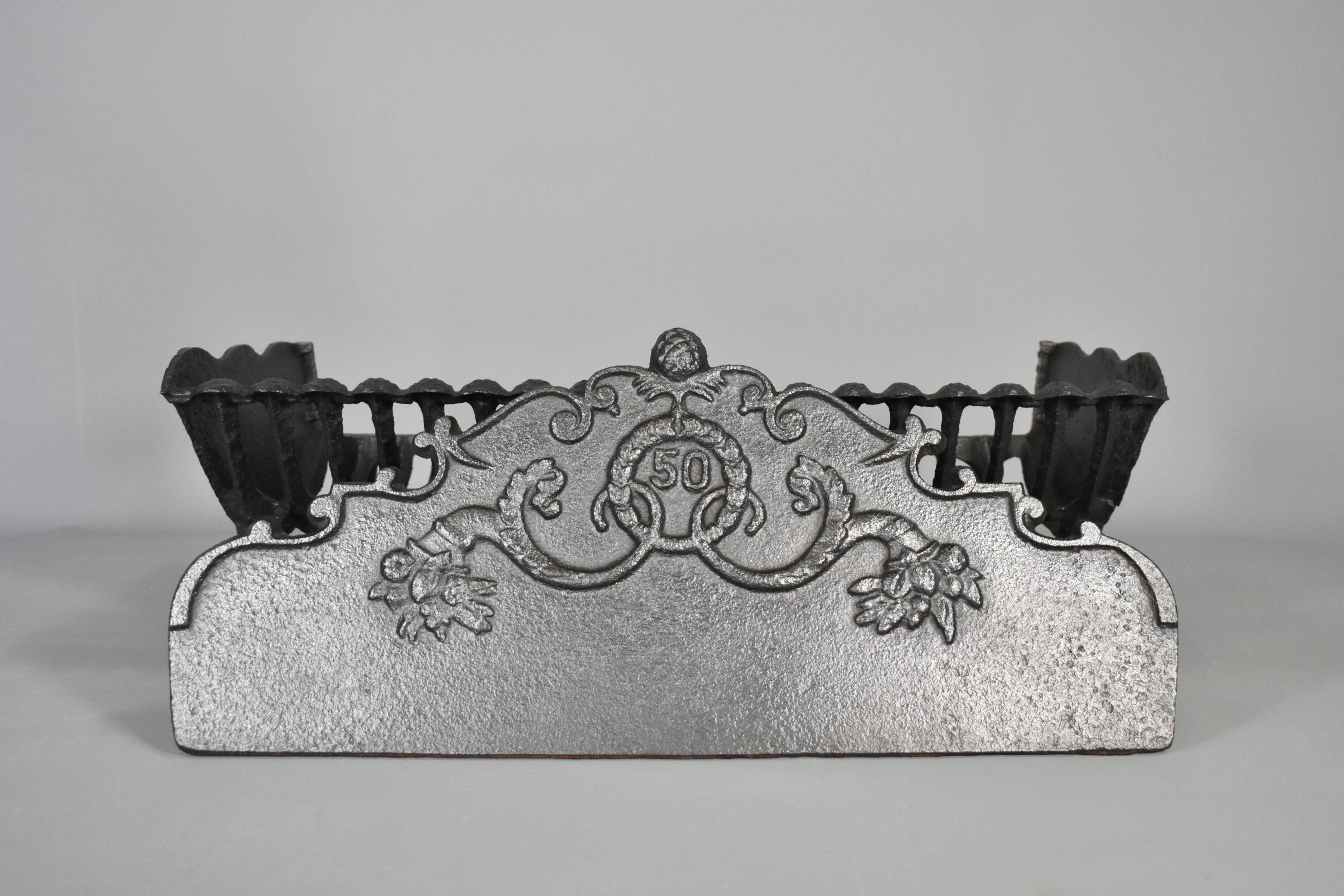 Antique French Cast Iron Fire Grate Napoleon III Style For Sale 5