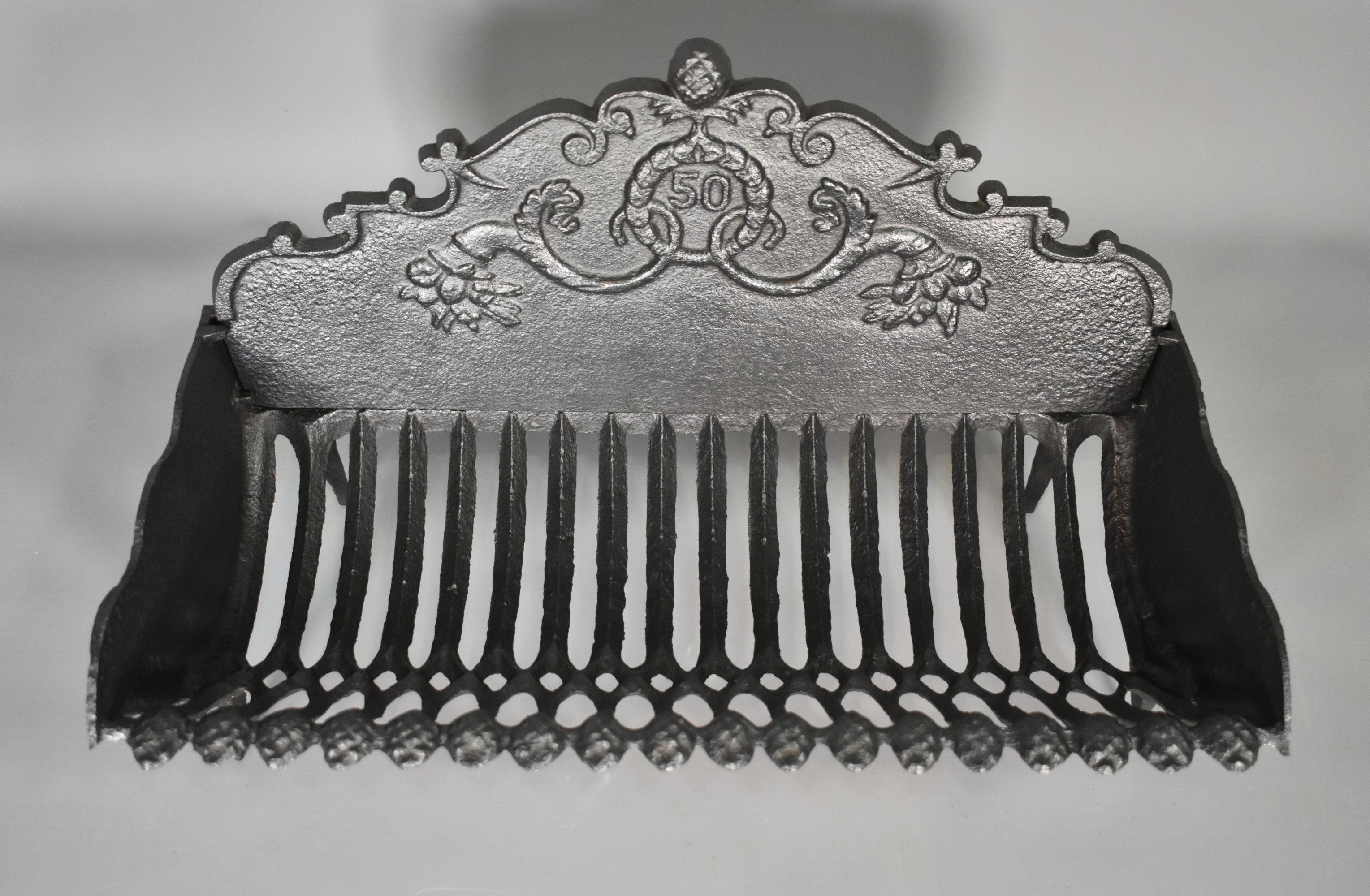 19th Century Antique French Cast Iron Fire Grate Napoleon III Style For Sale