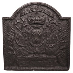 Antique French Cast Iron Fireback, Seul Contre Tous, circa 1900