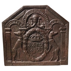 Used French Cast Iron Fireback, The Arms of King Louis XIII, C. 1870