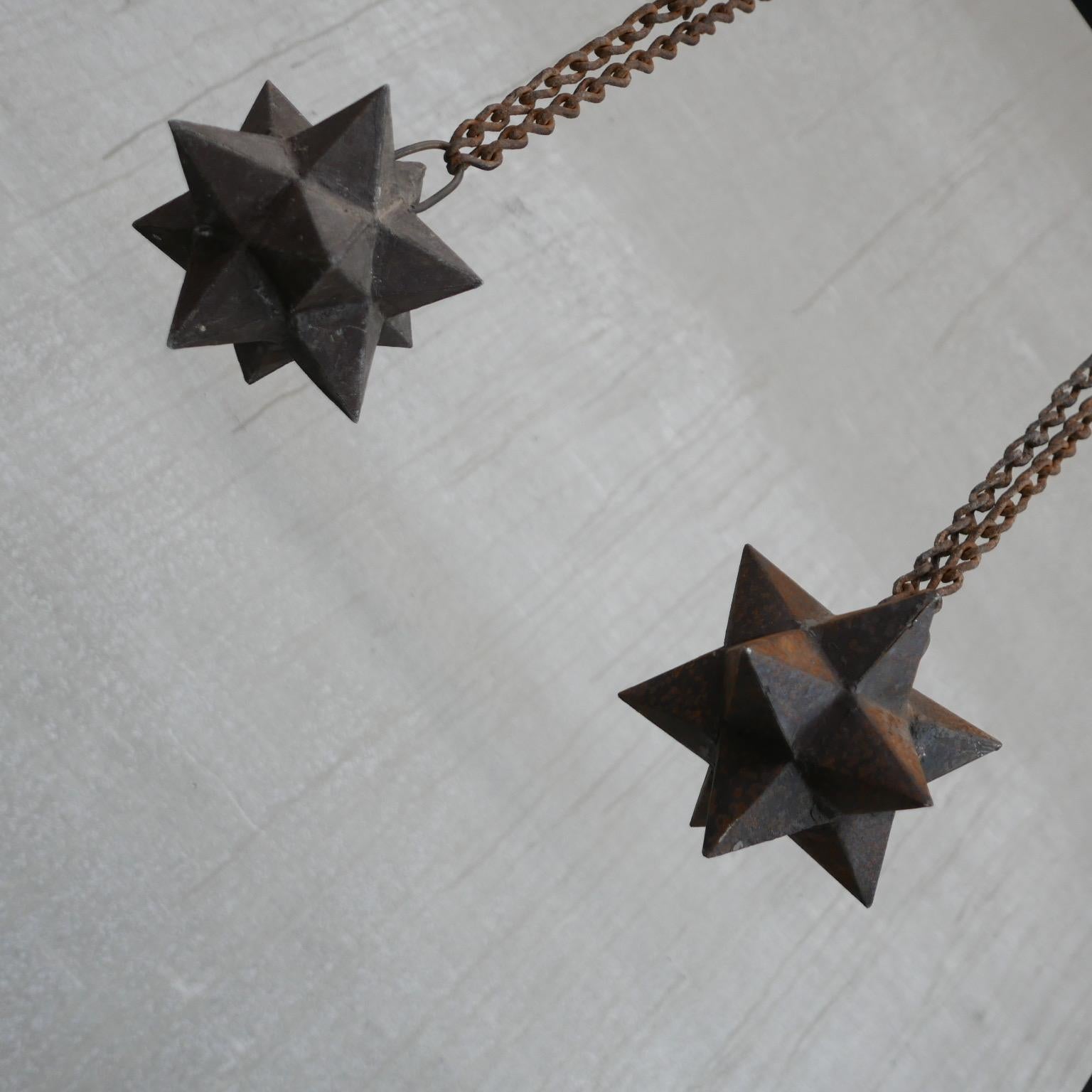Metal Antique French Cast Iron Geometric 'Etoile' Star Curios For Sale