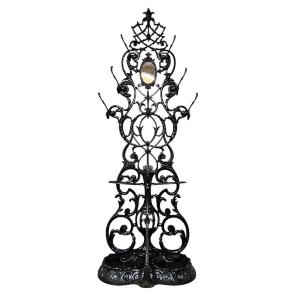 Large Antique French Cast Iron Hall Coat & Umbrella Stand by Godin Dequenne & Co