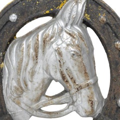 Antique French Cast Iron Horse Head Horseshoe Trade Sign