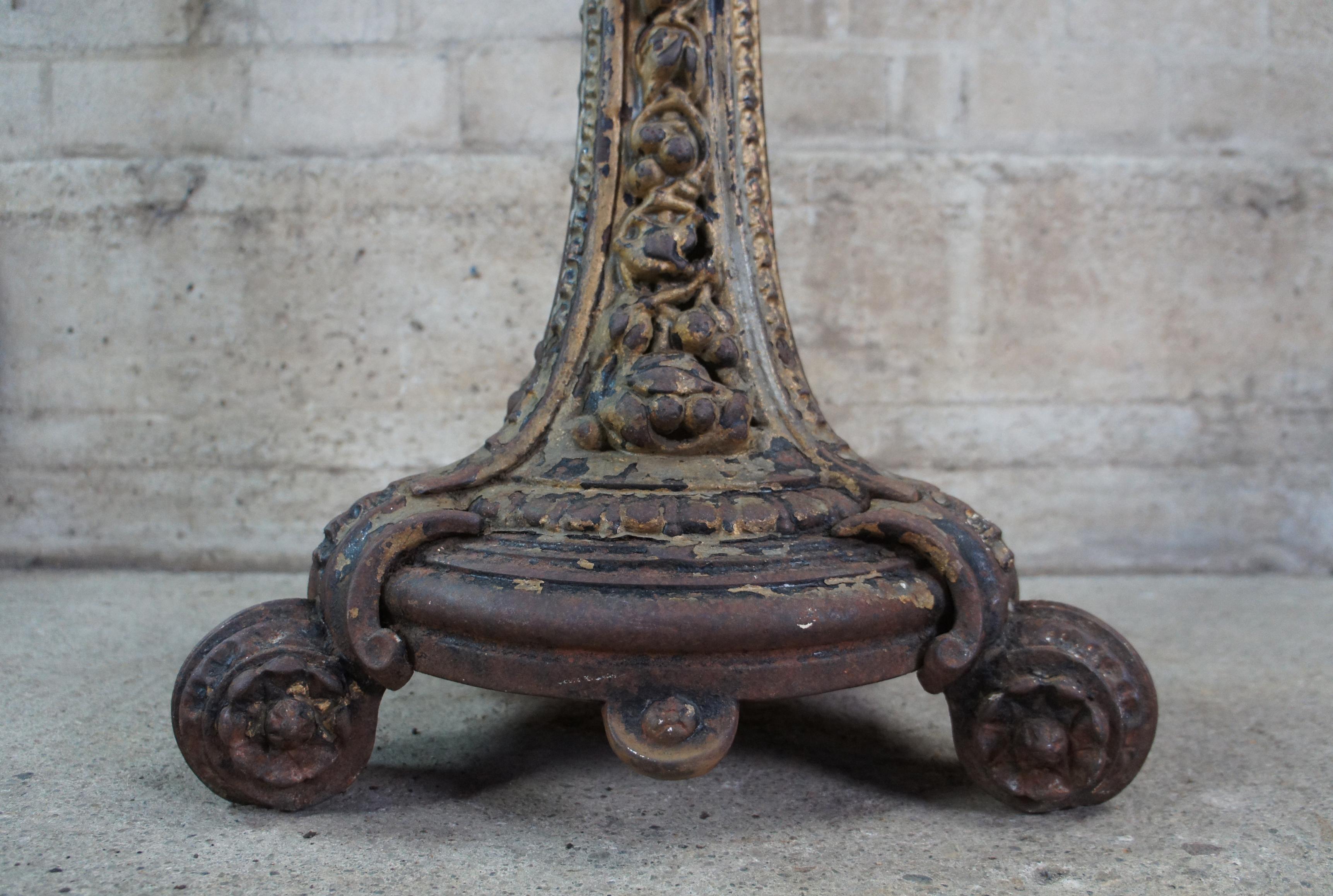 Antique French Cast Iron & Mahogany Bistro Cafe Pedestal Garden Table Gueridon 1