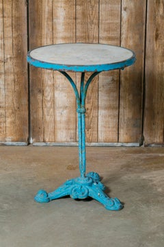 Antique French Cast Iron Marble Top Gueridon Table