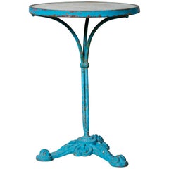 Antique French Cast Iron Marble Top Gueridon Table