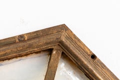 Antique French Cast Iron Opaline Glass Flush Mounted Bulkhead Light. c.1920