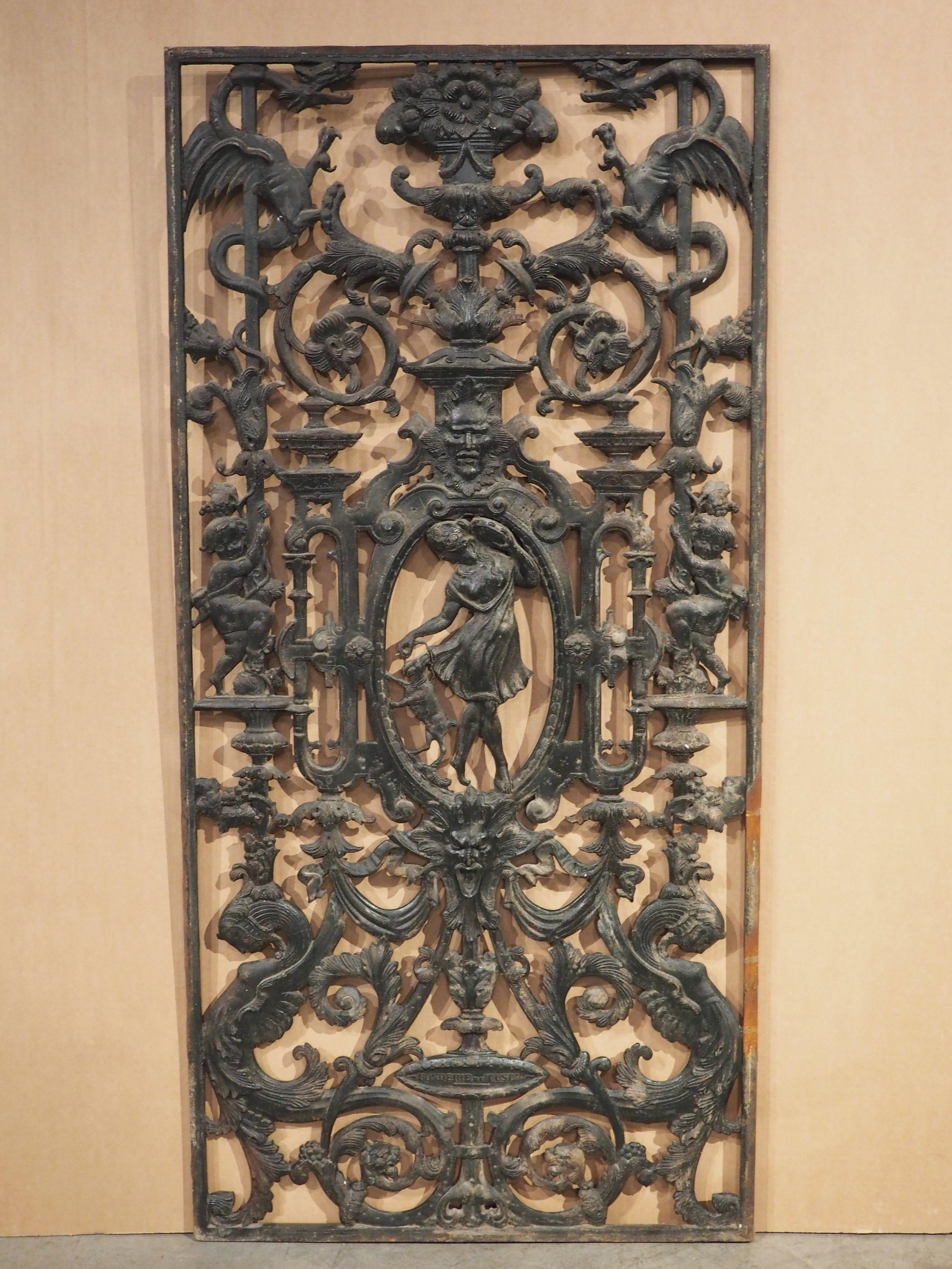 Antique French Cast Iron Painted Gate by La Fonderie de Tusey 6